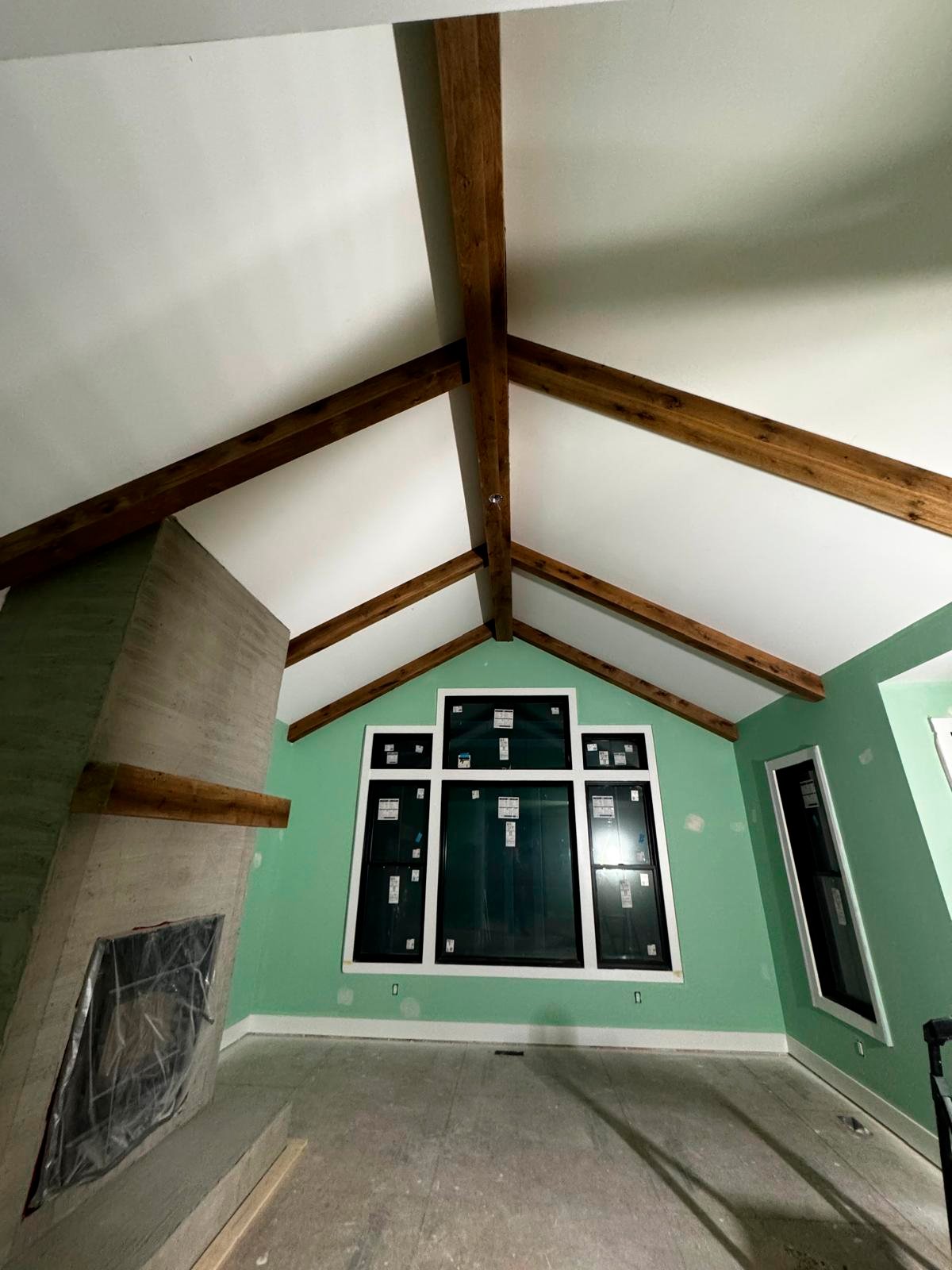 Tray Ceiling with Wood Beams